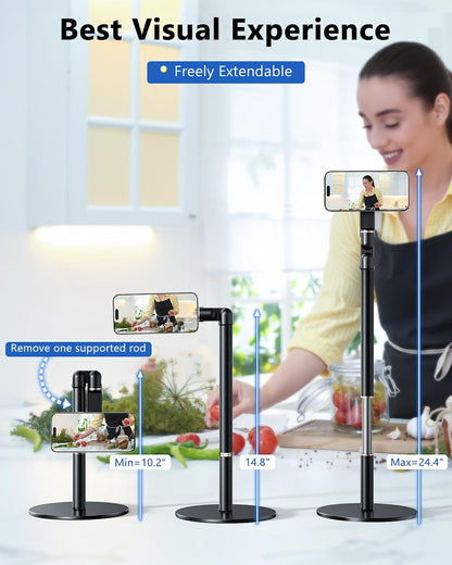 Angle Height Adjustable Magnetic Phone Stand for Desk [10"-25"]