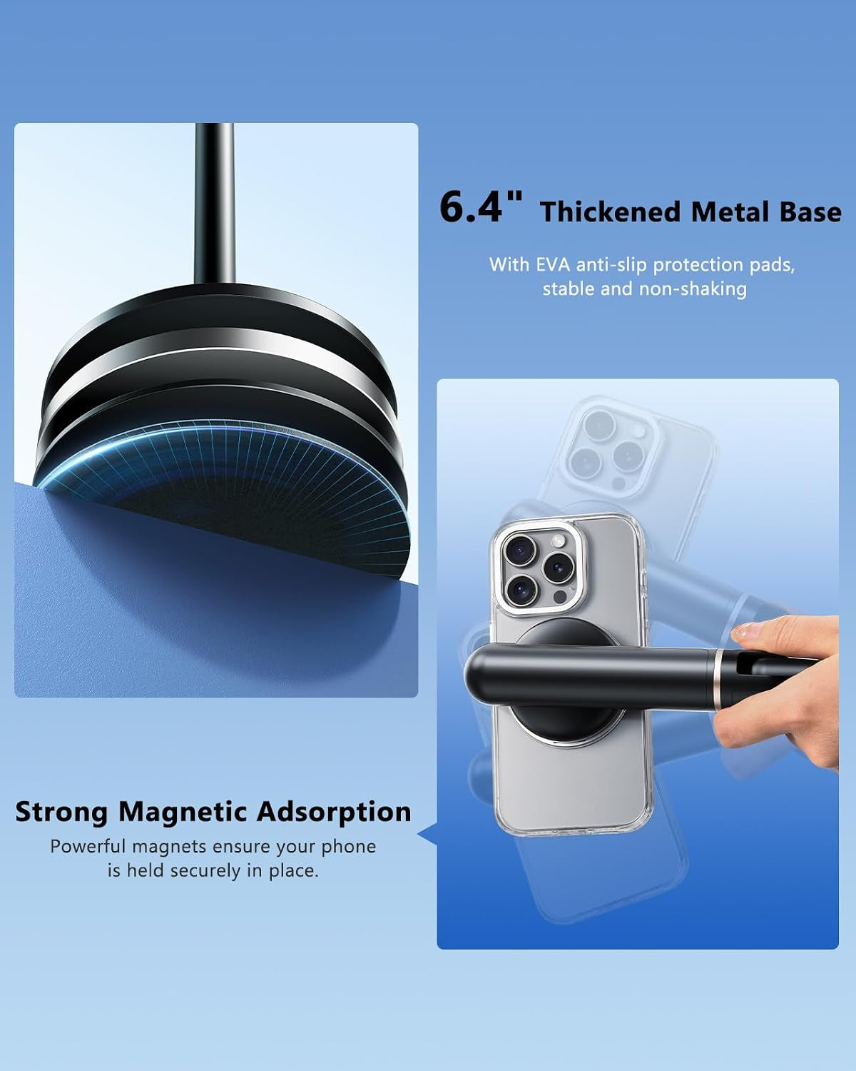 Angle Height Adjustable Magnetic Phone Stand for Desk [10"-25"]