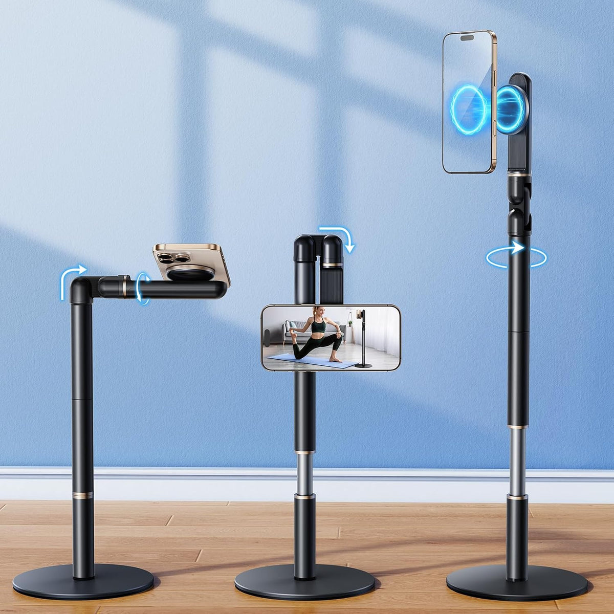 Angle Height Adjustable Magnetic Phone Stand for Desk [10"-25"]