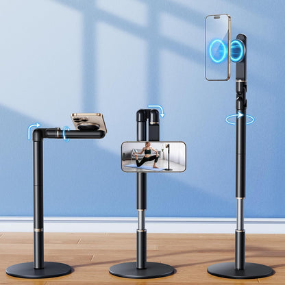Angle Height Adjustable Magnetic Phone Stand for Desk [10"-25"]